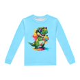 thumbnail image 4 of Pyjama pour Garçon, Enfants, Dinosaure Imprimé, Col Rond, Haut à Manches Longues, Pantalon, Ensemble de Pyjama 2 Pcs, Printemps Automne, Pyjama pour Enfants, Bleu Pâle, 4 Ans-5 Ans, 4 of 5