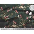 thumbnail image 2 of Soimoi Green polyester Crepe Fabric Floral & Franklin Gull Bird Decor Fabric Printed Yard 42 Inch Wide, 2 of 5