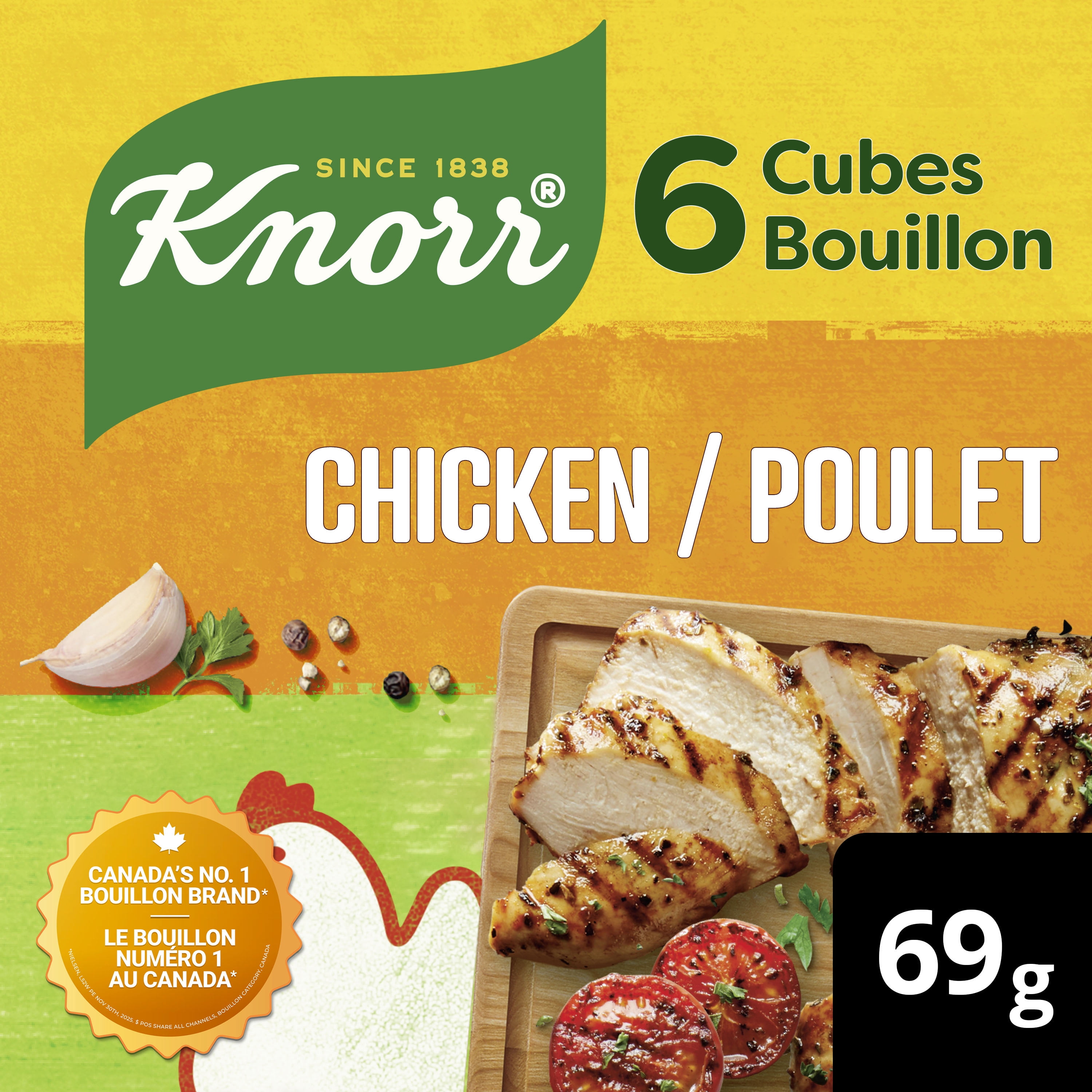 Knorr Chicken Bouillon Cubes, Rich Broth Flavour, 69 g (6‑Cube Pack)