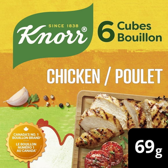 Knorr Cubes de bouillon au poulet – Saveur de bouillon riche, 69 g (paquet de 6 cubes)