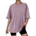 thumbnail image 2 of Timegard Womens Tops Athletic Crewneck Short Sleeve Loose Workout Top Comfy Solid Color Casual Basic Tee, 2 of 3