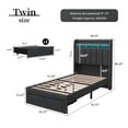 thumbnail image 2 of SIBEDS LED Bed Frame with Drawer Pockets and Linen Upholstered Dark Gray Wingback Headboard, Twin, 2 of 7