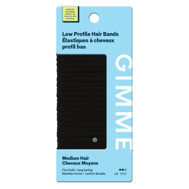 Gimme Beauty Seamless Low Profile Hair Ties for Medium Hair, Ponytail Holder, Black, 20 Ct