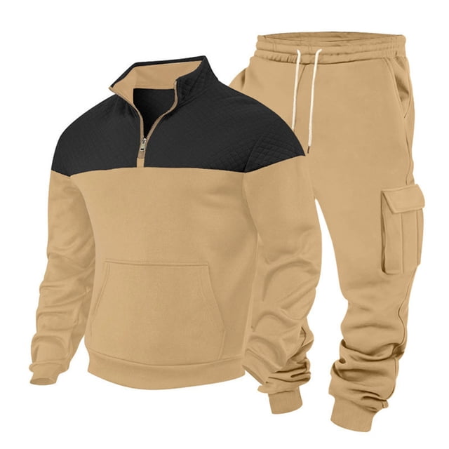 Mens Long Sleeve, Casual Tracksuit with Hood and Elastic Waist