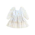 thumbnail image 1 of Fortune Robe Trapèze Princesse pour Bébé Fille Manches Longues en Maille Tulle Robe à Imprimé Marguerites, 1 of 9