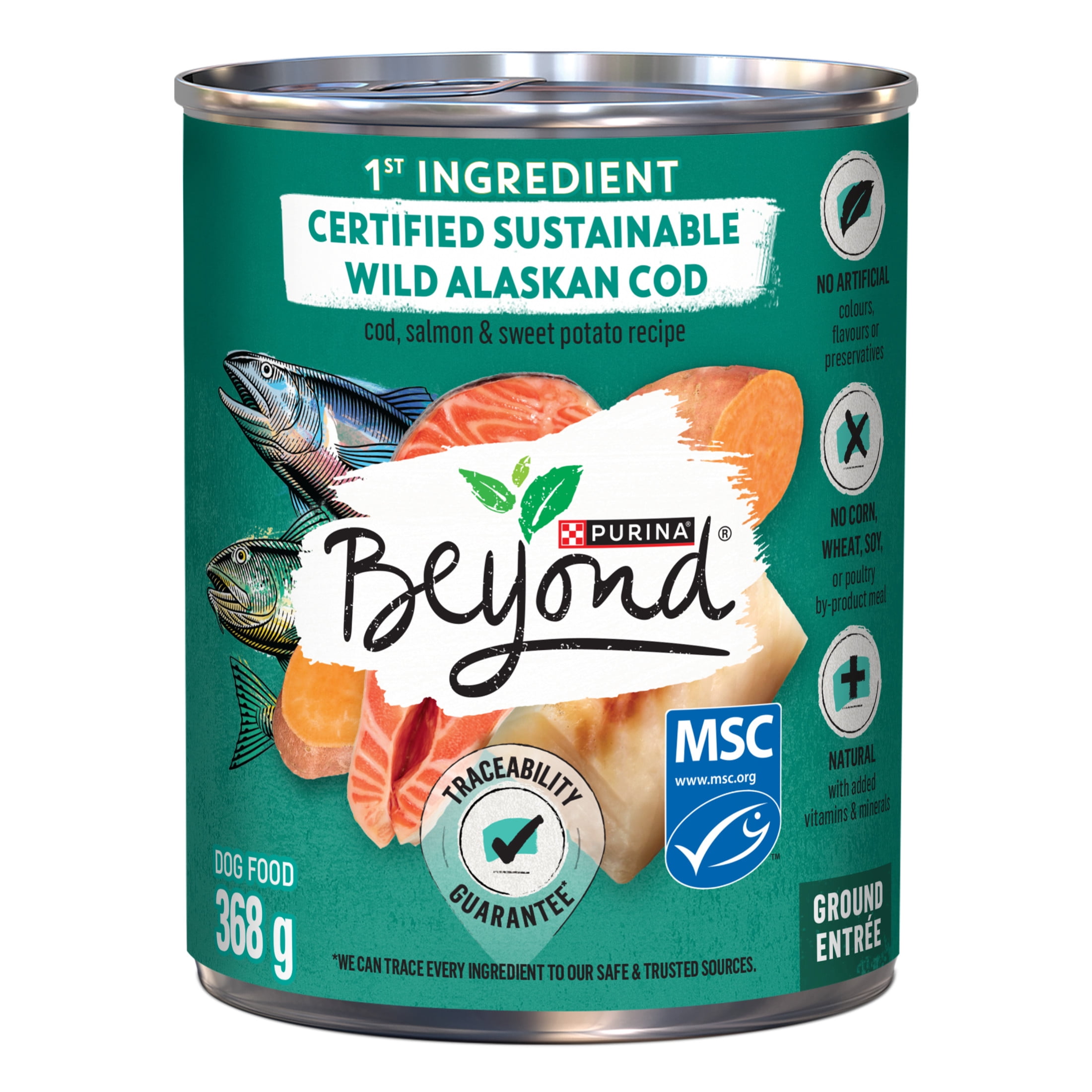 Beyond Alaskan Cod, Salmon & Sweet Potato Recipe, Wet Dog Food 368 g