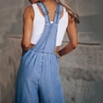 thumbnail image 4 of CEHVOM Women Solid Oversize Denim Pokets Splicing Casual Zipper Fringe Jeans Overalls Rompers Pants Bottoms, 4 of 8