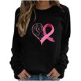 thumbnail image 1 of Jsaierl Chandail en Molleton de Sensibilisation au Cancer du Sein pour Femmes Ruban Rose Cœur Graphique Manches Longues Col Rond Pull Inspirant, 1 of 2