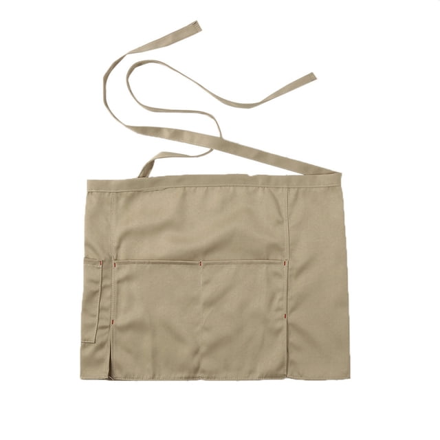 Unisex Waist Short Apron for Hotels and Restaurants Polyester Material with Double Pockets