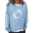 thumbnail image 1 of 2025 Chandails en Molleton Vintage Football Imprimé Basique Surdimensionné Col Rond Longue Tunique Pull Décontracté Manches Longues Bleu Clair, 1 of 3