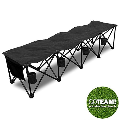 GoTeam! Banc d'Équipe Pliant Portable à 4 Places - Noir