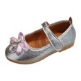thumbnail image 1 of FhsagQ Slippers Girls Slippers Fashion Summer Children Sandals Girls Casual Shoes Flat Bottom Lightweight Rhinestone Ribbon Bow Hook Loop Girls Shoes Slippers Size 1 Silver 21, 1 of 1