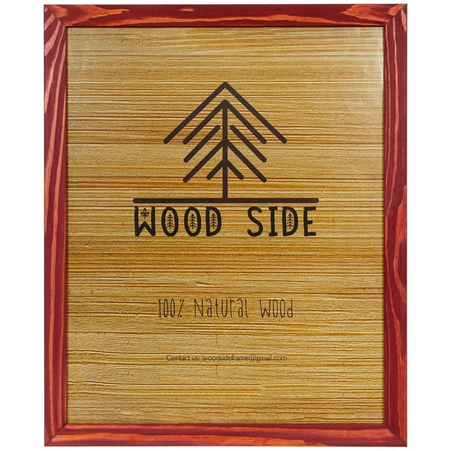 Rustic Wooden Poster Picture Frame 16x20 In | 41x51 cm - Natural Solid Eco Distressed Wood for Wall Mounting Photo Frame, Red