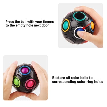 Riforla Magic Rainbow Puzzle Ball Speed Ball Game Fun Stress Reliever for Children Teens Gyro Toy Black