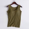 thumbnail image 2 of UPPADA Débardeurs pour Femmes en Modal Rembourré avec Soutien-Gorge Intégré, Col Rond, Camisole Sans Manches avec Soutien-Gorge Sans Armatures, Chandails Ajustés Décontractés Tee, Grande Taille, Hauts Confortables, Débardeur pour Femmes, Lot, Côtelé, Vert Armée, G, 2 of 3