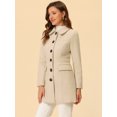 thumbnail image 3 of INSPIRE CHIC Women's Peter Pan Collar Single Breasted Mid Length Overcoat Beige M, 3 of 6