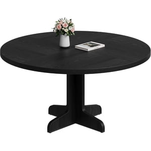 47 Table à manger ronde de pouce - Table ronde pour la salle à manger 4, Cuisine Table de dîner avec plateau et jambes en bois, Farmhouse Table de café pour salle à manger Salon - noir