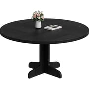 47 Inch Round Dining Table for 4,Farmhouse Kitchen Dining Room Circle Dinner Table,Kitchen Dining Room Furniture (Table Only),Black