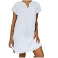 thumbnail image 2 of HKEJIAOI Robe Femme Femme Manches Courtes Col en V Décontractée Chaude Vacances Couleur Unie Mini Robe Droite Économies Liquidation Blanc, 2 of 8