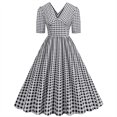 thumbnail image 1 of Pisexur Robe à Manches Courtes à Col en V Mode Femmes Été Robe Poupée à Col en V Robe Plissée à Trois Couches de Couleur Unie Robe pour Femmes en Liquidation, 1 of 5