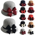 thumbnail image 3 of Chapeau Melon Petit pour Femme, Automne et Hiver, Nœud, Bout Rond, Décontracté, Style Bassin de Pêcheur, 3 of 3