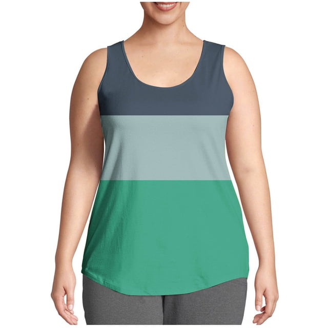 Swstbby Économies d'Été en Liquidation! Hauts d'Été pour Femmes Grande Taille, Mode Décontractée Imprimée Ample Camisoles Col Rond Vert TTTTG
