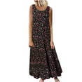 thumbnail image 2 of Robe d'Été Bohème Femme Grande Taille Décontractée Imprimée à Col Rond à Manches Courtes Ample Longueur Genou Robe de Boîte de Nuit Robes pour Femmes 2023 en Liquidation, 2 of 6