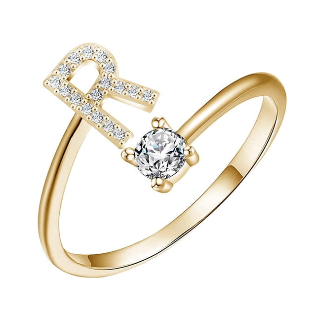 QIPOPIQ Clearance Rings Exquisite Fashion 26 English Alphabet Style Ring Letter Fashion Copper Ring Gifts for Her