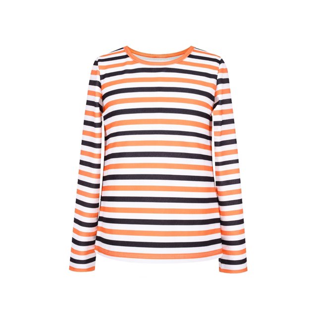 T-Shirt Fille Rayé Motif Citrouille Halloween 6 Ans