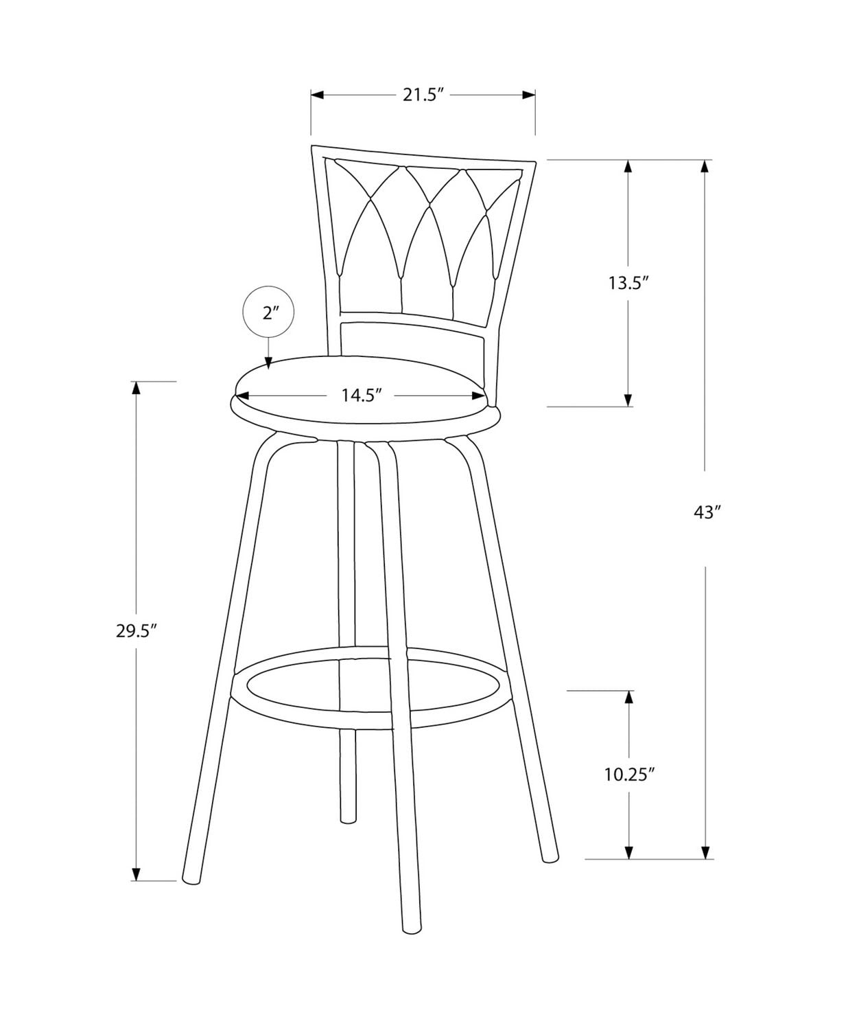 Monarch Specialties Tabouret De Bar, Lot De 2, Pivotant, Hauteur Bar, Métal, En Tissu, Brun, Beige, Contemporain, Moderne