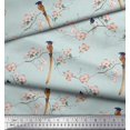 thumbnail image 3 of Soimoi Poly Georgette Fabric Leaves,Floral & Paradise Flycatcher Bird Decor Fabric Printed Yard 52 Inch Wide, 3 of 3