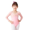 thumbnail image 4 of Justaucorps de Ballet pour Filles Robe de Danse à Manches Longues Robe d'Entraînement Patchwork Vêtements de Balle pour Adolescentes Rose 5-6 Ans, 4 of 4