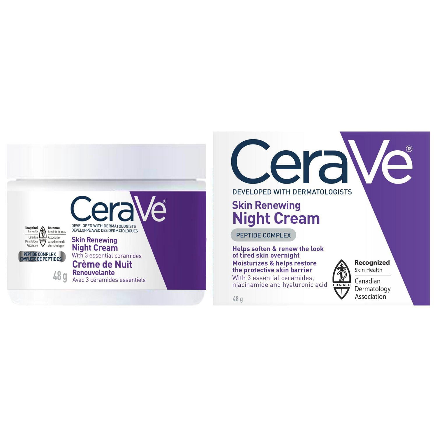 CeraVe Crème de Nuit, Hydratant Anti-Âge avec Peptides et Céramides pour Réduire les Ridules Durant la Nuit, 48 g