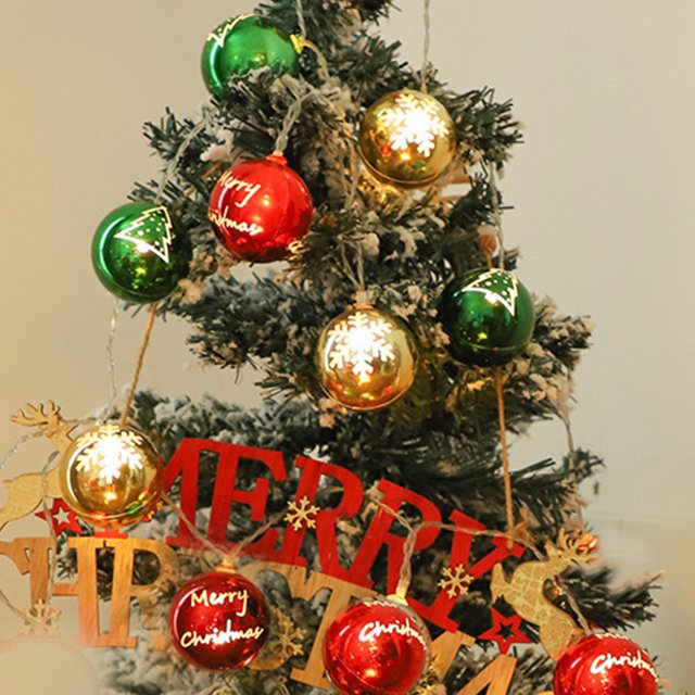 String Lights for Outside Christmas Lights Balls Christmas Tree Ball Ornaments Indoor Christmas Ball Lights Outdoor String Lights Insert End To End Expandable Christmas Tree Ornaments