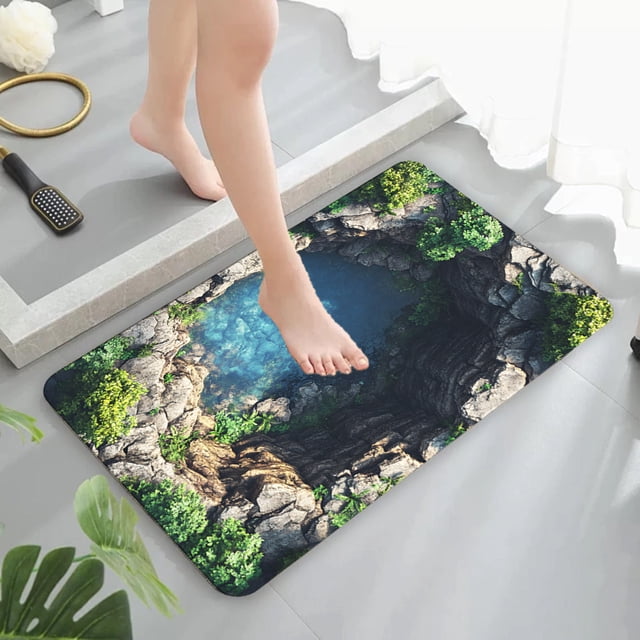 Linen Bathroom Carpet Mat | Non-Slip Absorbent Floor Mat | Quick-Dry Soft Linen Rug | Machine Washable Durable Bedroom Entrance Foot Mat | Multi-Purpose Anti-Skid Doorway Mat 23.6X15.7 In