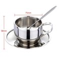 thumbnail image 2 of Insulated Coffee Cup Set-Double Walled Espresso Cups Latte Cappuccino Tea Cup with Saucer and Spoon 125Ml (Set of 4), 2 of 7