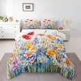 thumbnail image 1 of Poppy Flowers Comforter&nbsp;Set Boho Floral King Bedding Set,Jungle Plant Down Comforter Botanical Leaves Quilt Set,Country Butterfly Rustic Home Decor, 1 of 7