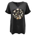 thumbnail image 3 of Hauts pour Femmes Manches Courtes Chemises Imprimées Décontractées Boutonnées Col Rond Blouses de Travail Chemises pour Femmes F m, 3 of 3