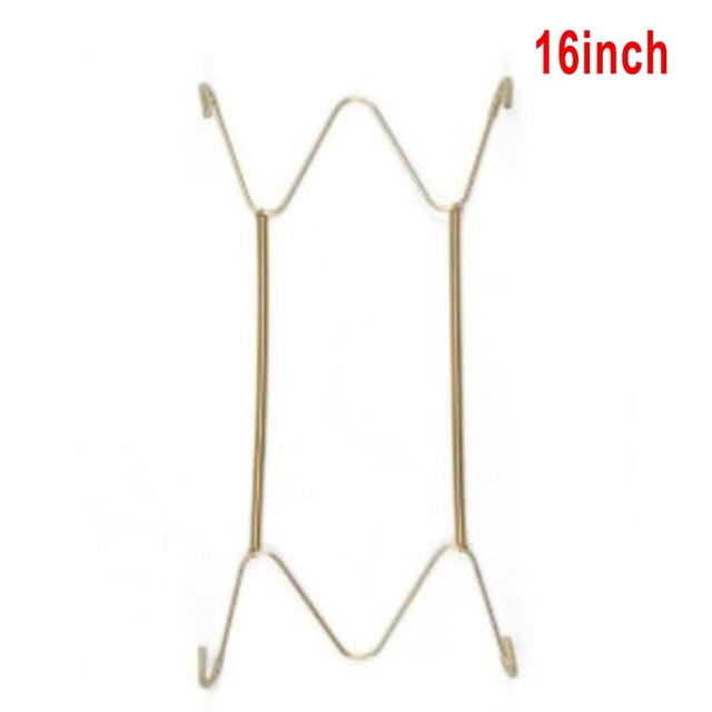 Cintres pour Assiettes d'Exposition, 1 Pcs Support à Ressort pour Assiette Murale, Crochet Suspendu en Fil pour Présentation Murale, Cintres Invisibles pour Assiettes, Support à Ressort Réglable pour Assiette pour le Mur Décoration de la Maison 16 Pouces, Or