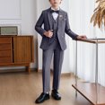 thumbnail image 2 of Veste de Complet pour Garçons, Veste de Complet pour Enfants Coupe Ajustée Décontractée à Manches Longues avec Pantalon et Collier, Haut Court Uni à Manches Longues, 2 of 9