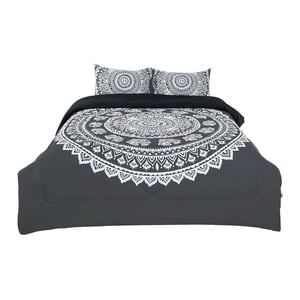 Unique Bargains Black All-season Comforter Sets Bohemian Style, with 2 Pillow Cases