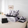 thumbnail image 4 of Erosebridal Ensembles de Literie Géométriques Mode Format Très Grand, Ensembles de Douillette Prune Gris avec Draps, Ensemble de Draps de Lit Réversible à Rayures Abstraites, Super Douillet Décoratif pour Chambre, 7 Pcs, 4 of 6