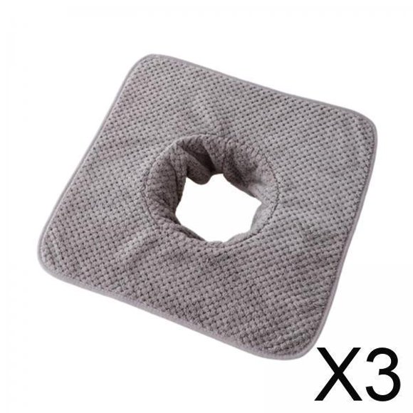Voxware 3xSPA Massage Table Towel with Face Hole Coral Velvet Reusable Soft for Beauty Gray 3 Pcs