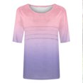 thumbnail image 4 of Pisexur Hauts de Printemps pour Femmes 2025, Hauts pour Femmes, T-shirt à Col Rond Plissé à Manches 3/4 pour Femmes, Coupe Ample, Manches Raccourcies, Rose, G, 4 of 8