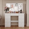 thumbnail image 1 of WIAWG Modern Adult Vanity Table Set Makeup Desks with LED Lights,White, 1 of 7