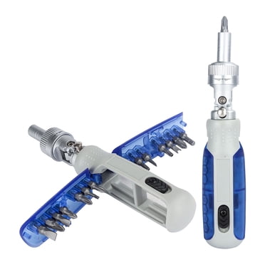 Ratcheting Screwdriver Set 14-in-1 with 180° Rotation and Magnetic Bit Storage