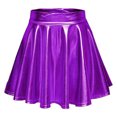 thumbnail image 2 of Shiny Flared Pleated Skirt, Solid Color Mini Polyester Fiber Metallic Glossy Skirt Fashionable  For Performance Black,Red,Golden,Purplish Red,Purple,Silver, 2 of 6