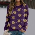 thumbnail image 2 of Bmisegm T-Shirt à Manches Longues pour Femmes, Imprimé, Décontracté, Violet S, 2 of 5