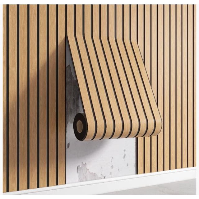 Shisuyan Panneaux à Lattes Murales : Panneaux Muraux 3d Pelables et Autocollants Papier Peint Imperméable Autocollants Décoratifs pour Cuisine et Salle de Bain 40cmx 300cm Brun