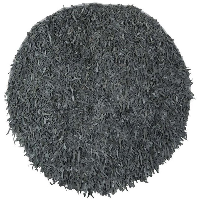 Safavieh Shag Tapis en Cuir Gris - Rond 4 Pieds
